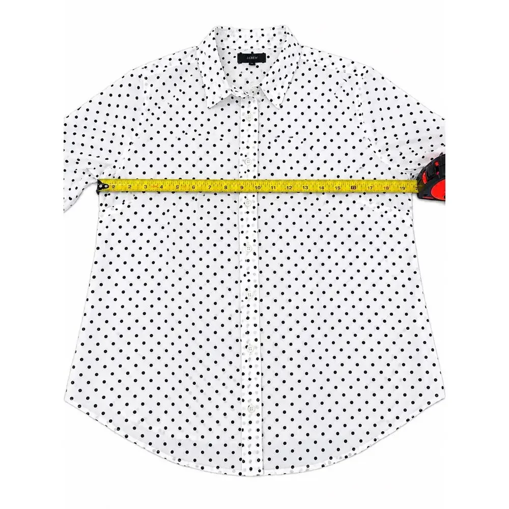 Parisian Preppy Polka Dot Classic Button Down J.Crew Perfect Shirt Cotton 10